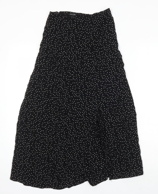 New Look Womens Multicoloured Polka Dot Viscose A-Line Skirt Size 6 Zip - Front split