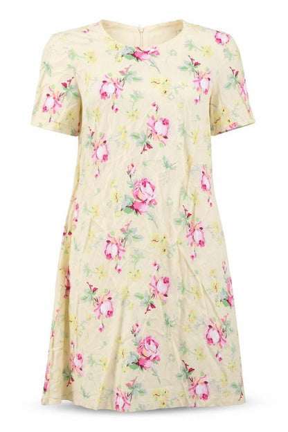 Zara Womens Multicoloured Floral Polyester A-Line Size S Round Neck