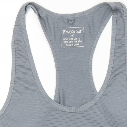 WorkOut Womens Grey Polyamide Blend Basic T-Shirt Size M Round Neck