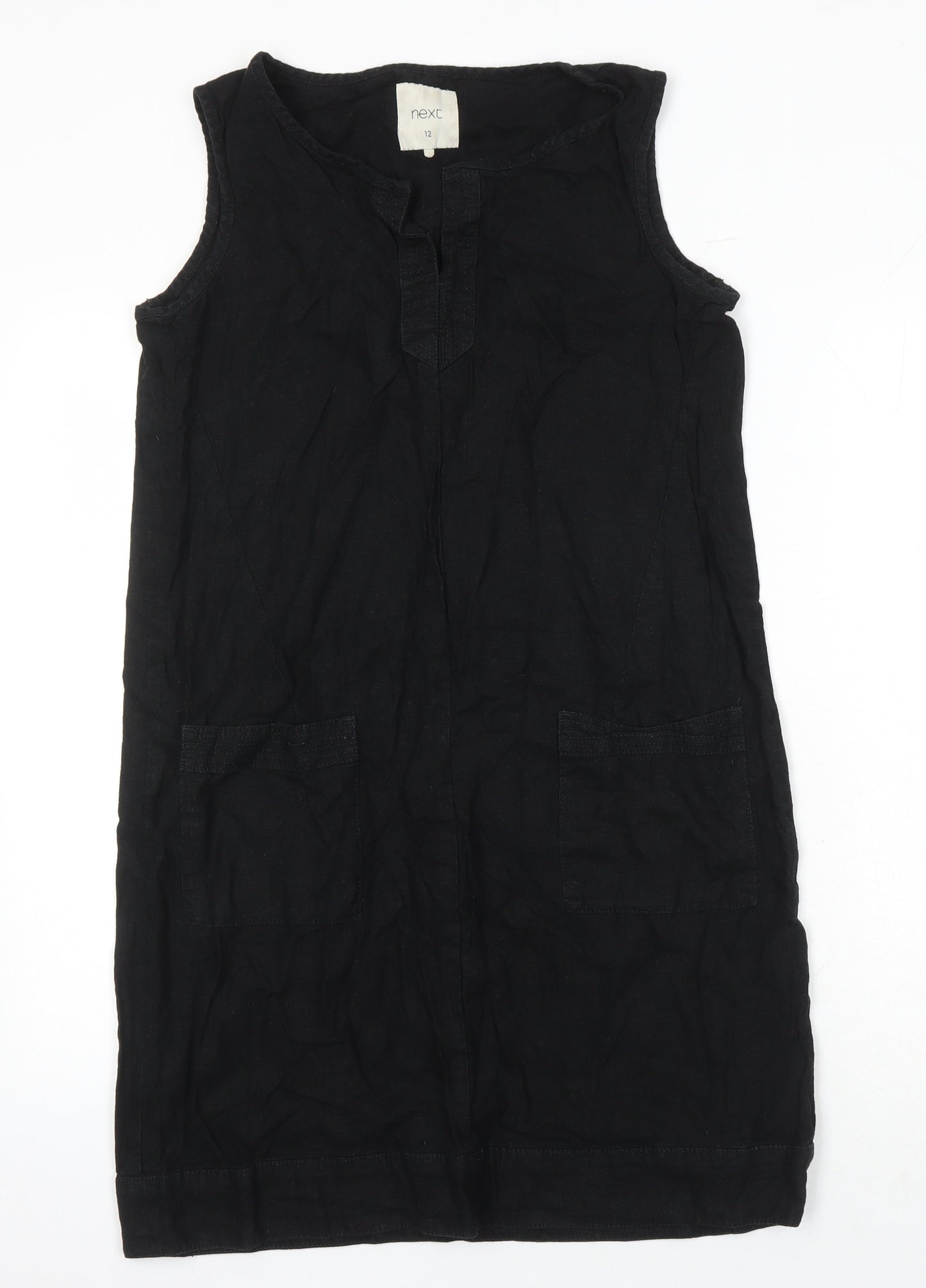 Womens UK Size 12 NEXT Black Tunic Blouse