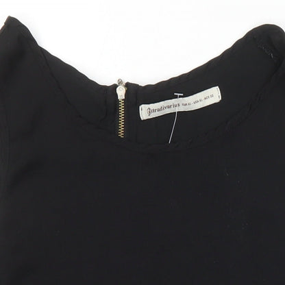 Womens UK Size XL Stradivarius Black Tunic Blouse