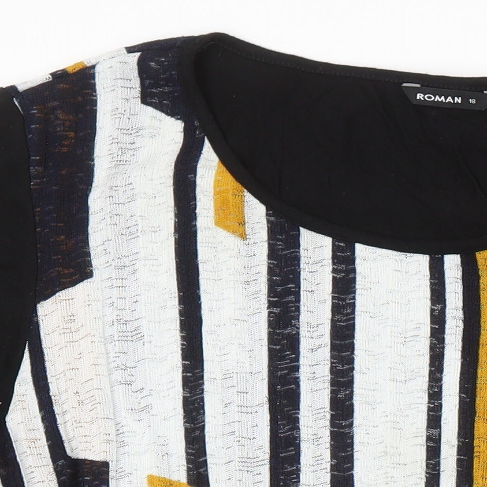 Roman Womens Multicoloured Geometric Polyester Tunic Blouse Size 18 Boat Neck