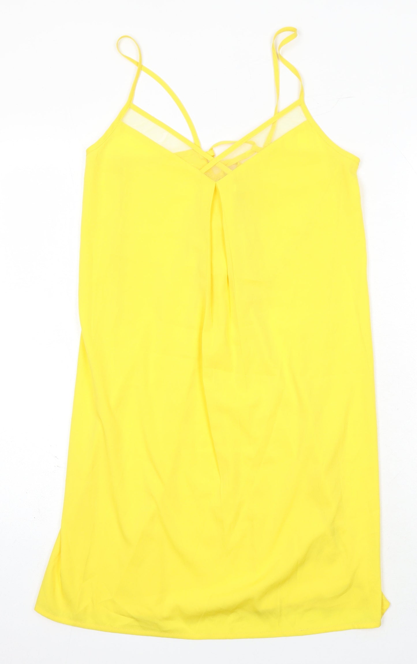 Debenhams Womens Yellow Polyester Slip Dress Size 10 V-Neck