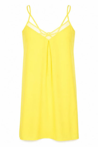 Debenhams Womens Yellow Polyester Slip Dress Size 10 V-Neck