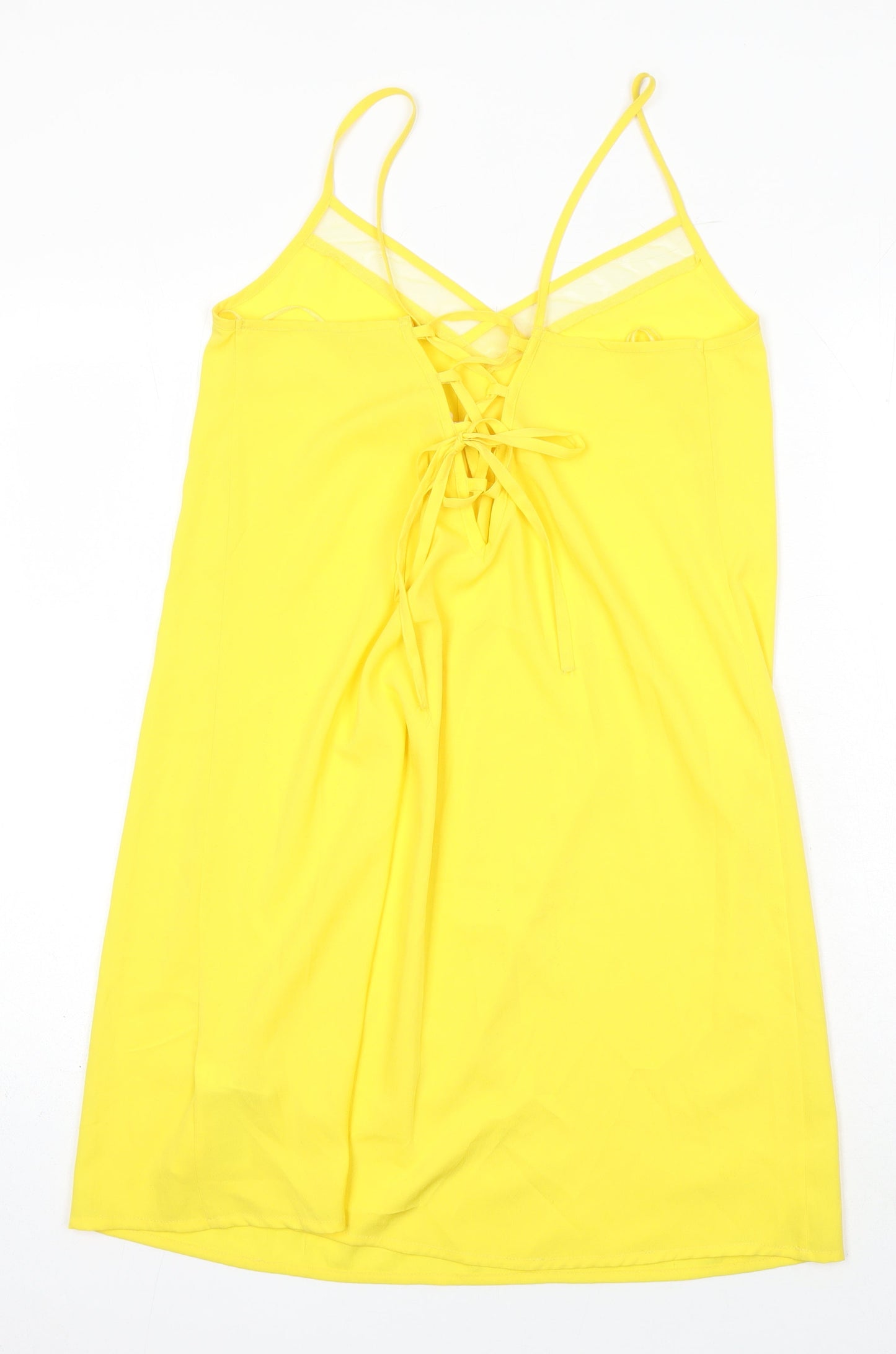 Debenhams Womens Yellow Polyester Slip Dress Size 10 V-Neck