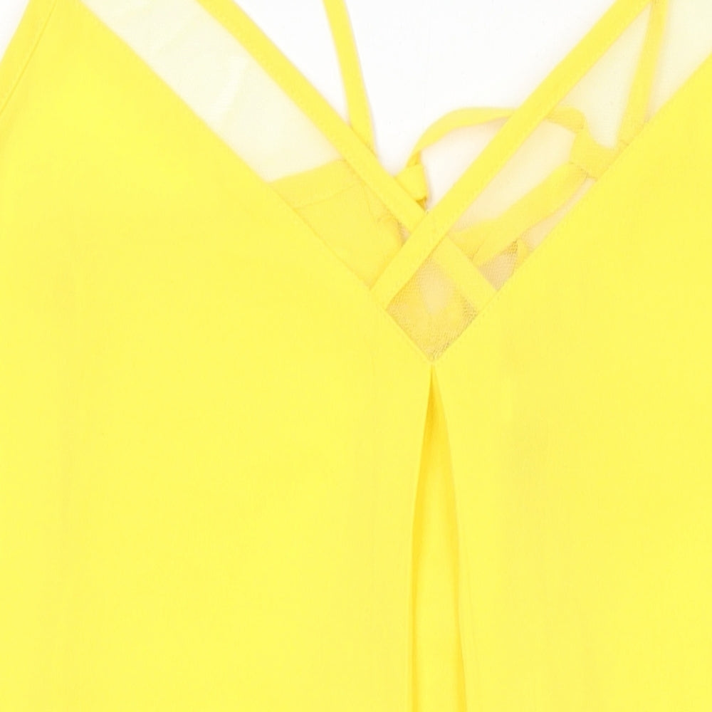 Debenhams Womens Yellow Polyester Slip Dress Size 10 V-Neck