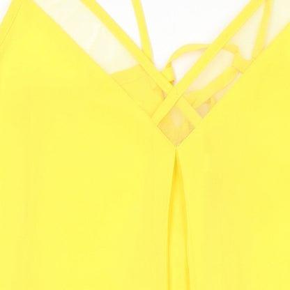Debenhams Womens Yellow Polyester Slip Dress Size 10 V-Neck