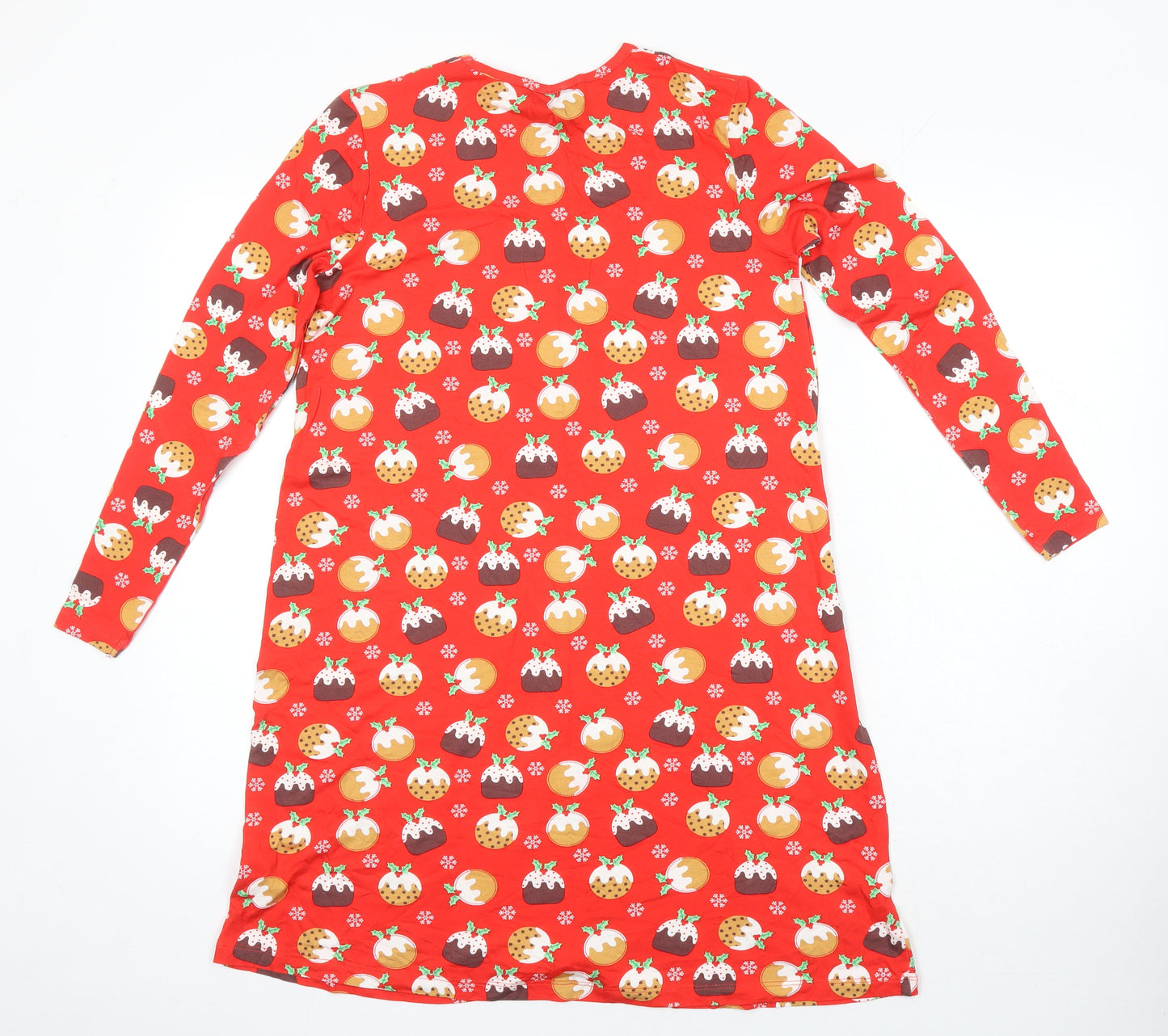 Be you Womens Multicoloured Geometric Viscose T-Shirt Dress Size 8 Round Neck - Christmas