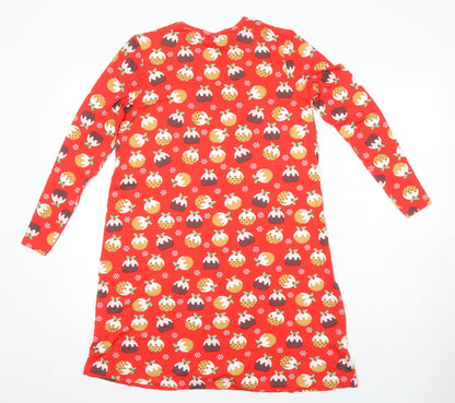 Be you Womens Multicoloured Geometric Viscose T-Shirt Dress Size 8 Round Neck - Christmas