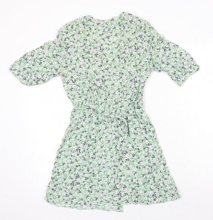 Miss Selfridge Womens Multicoloured Floral Viscose A-Line Size 6 V-Neck