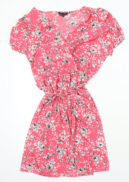 New Look Womens Multicoloured Floral Polyester A-Line Size 12 V-Neck