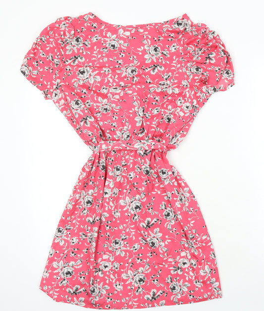 New Look Womens Multicoloured Floral Polyester A-Line Size 12 V-Neck