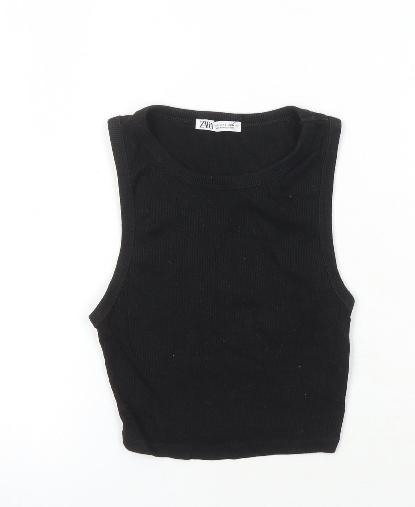 Womens UK Size 6 Zara Black Basic T-Shirt