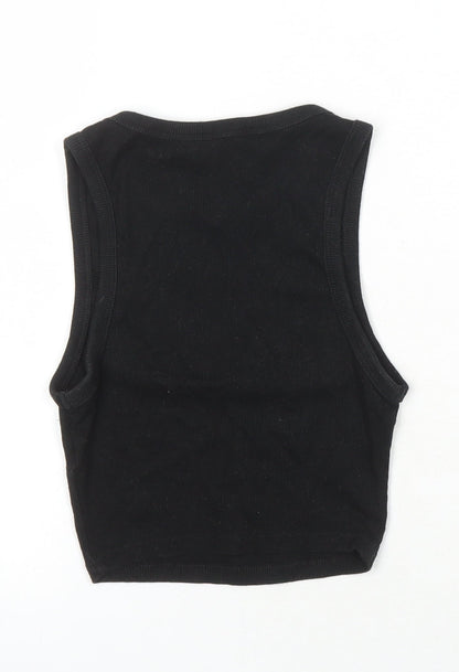 Womens UK Size 6 Zara Black Basic T-Shirt