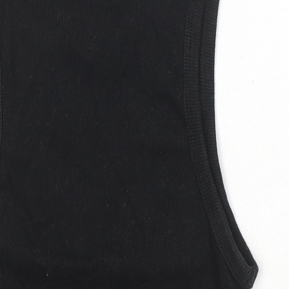 Womens UK Size 6 Zara Black Basic T-Shirt