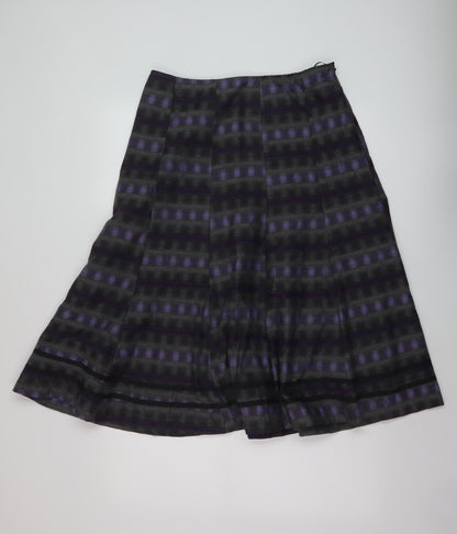 Per Una Womens Grey Geometric Polyester A-Line Skirt Size 12 Zip
