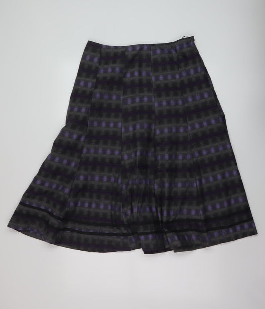 Per Una Womens Grey Geometric Polyester A-Line Skirt Size 12 Zip