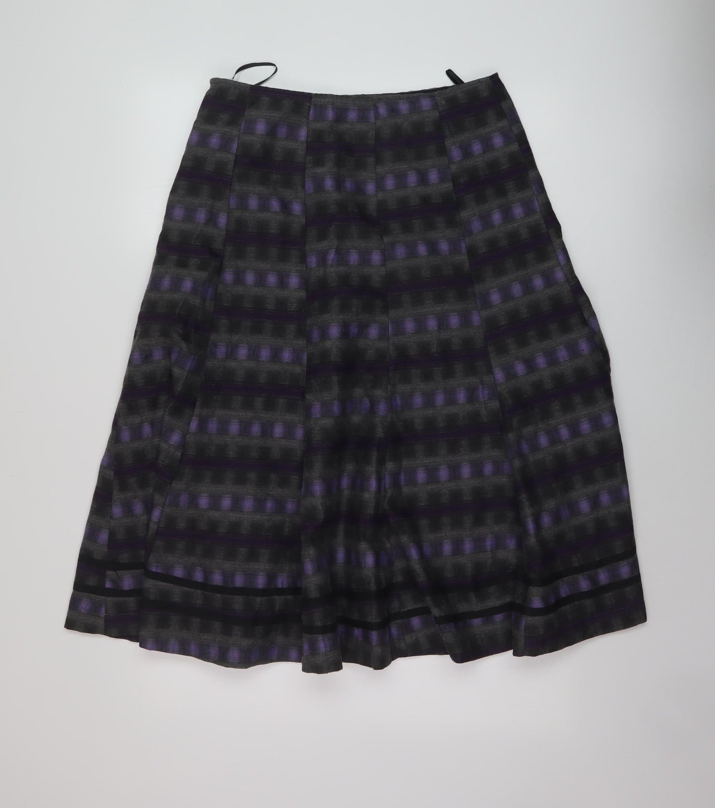 Per Una Womens Grey Geometric Polyester A-Line Skirt Size 12 Zip