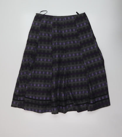 Per Una Womens Grey Geometric Polyester A-Line Skirt Size 12 Zip