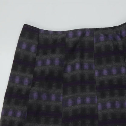 Per Una Womens Grey Geometric Polyester A-Line Skirt Size 12 Zip