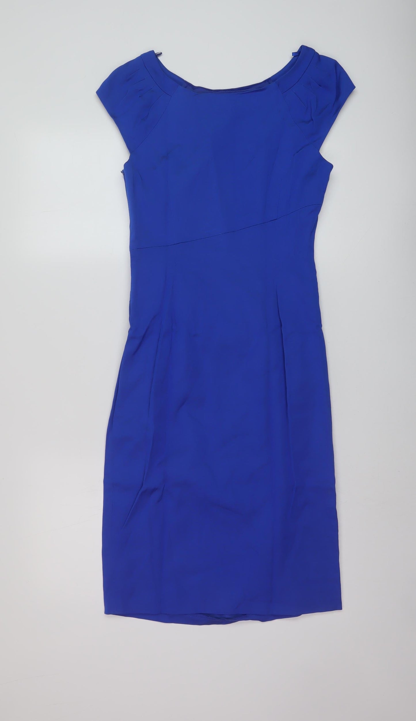 Coast Womens Blue Viscose Sheath Size 10 Round Neck Zip