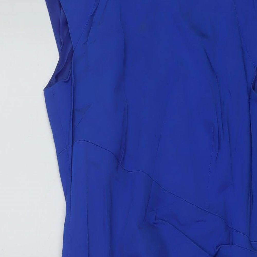 Coast Womens Blue Viscose Sheath Size 10 Round Neck Zip