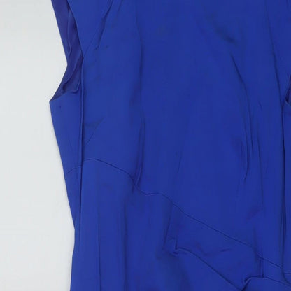 Coast Womens Blue Viscose Sheath Size 10 Round Neck Zip