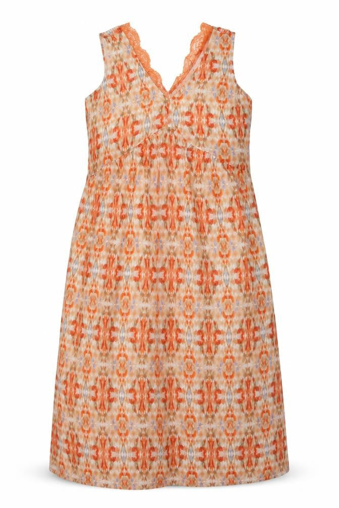 Marks and Spencer Womens Orange Geometric Modal A-Line Size 10 V-Neck Pullover