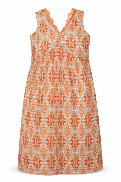 Marks and Spencer Womens Orange Geometric Modal A-Line Size 10 V-Neck Pullover