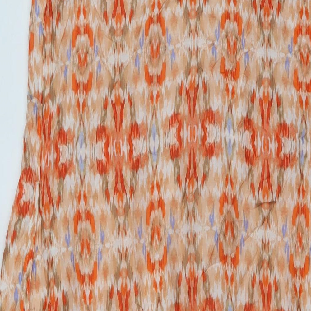 Marks and Spencer Womens Orange Geometric Modal A-Line Size 10 V-Neck Pullover