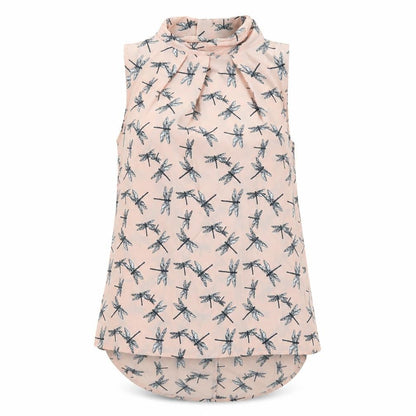 Nexty Womens Pink Geometric Polyester Basic Tank Size 8 Mock Neck