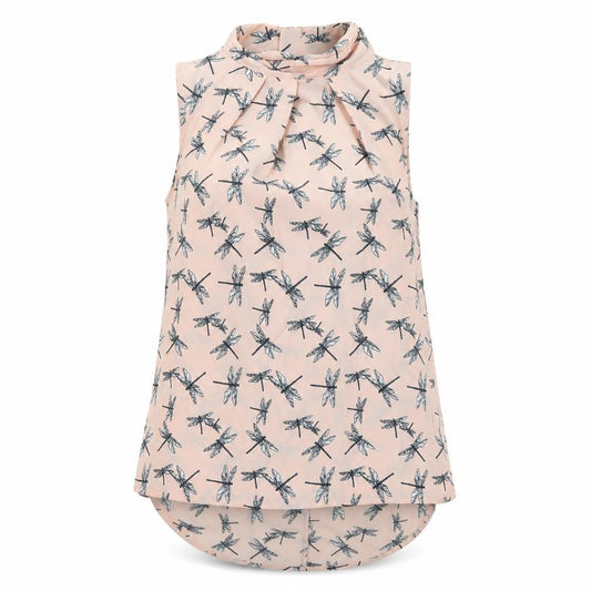Nexty Womens Pink Geometric Polyester Basic Tank Size 8 Mock Neck