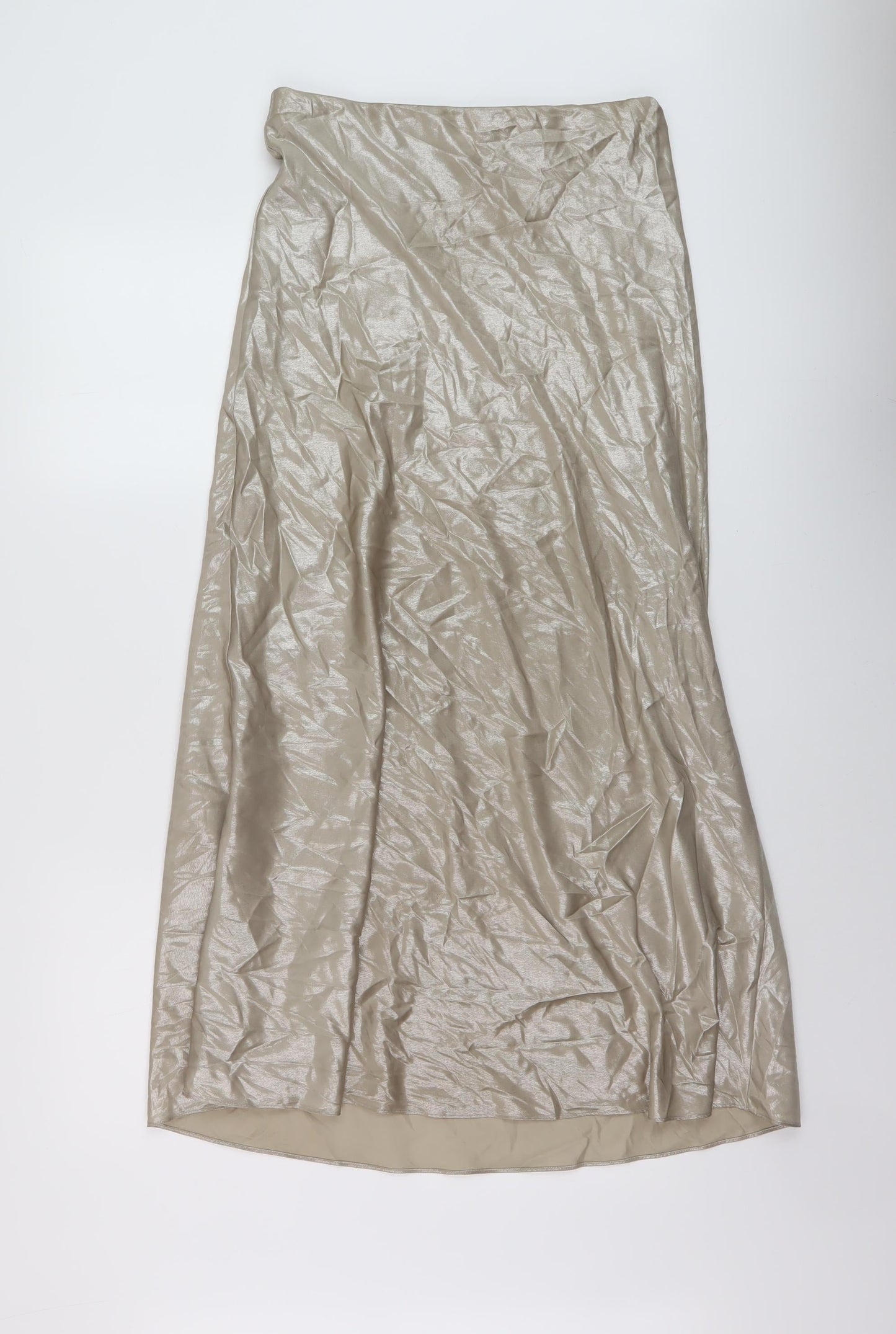 Marks and Spencer Womens Gold Polyester A-Line Skirt Size 10