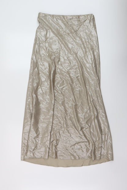 Marks and Spencer Womens Gold Polyester A-Line Skirt Size 10