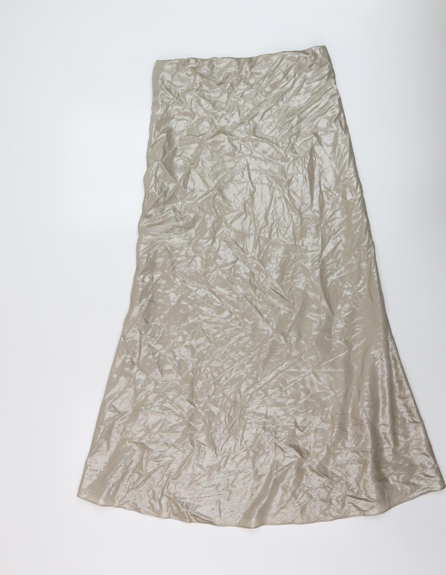Marks and Spencer Womens Gold Polyester A-Line Skirt Size 10