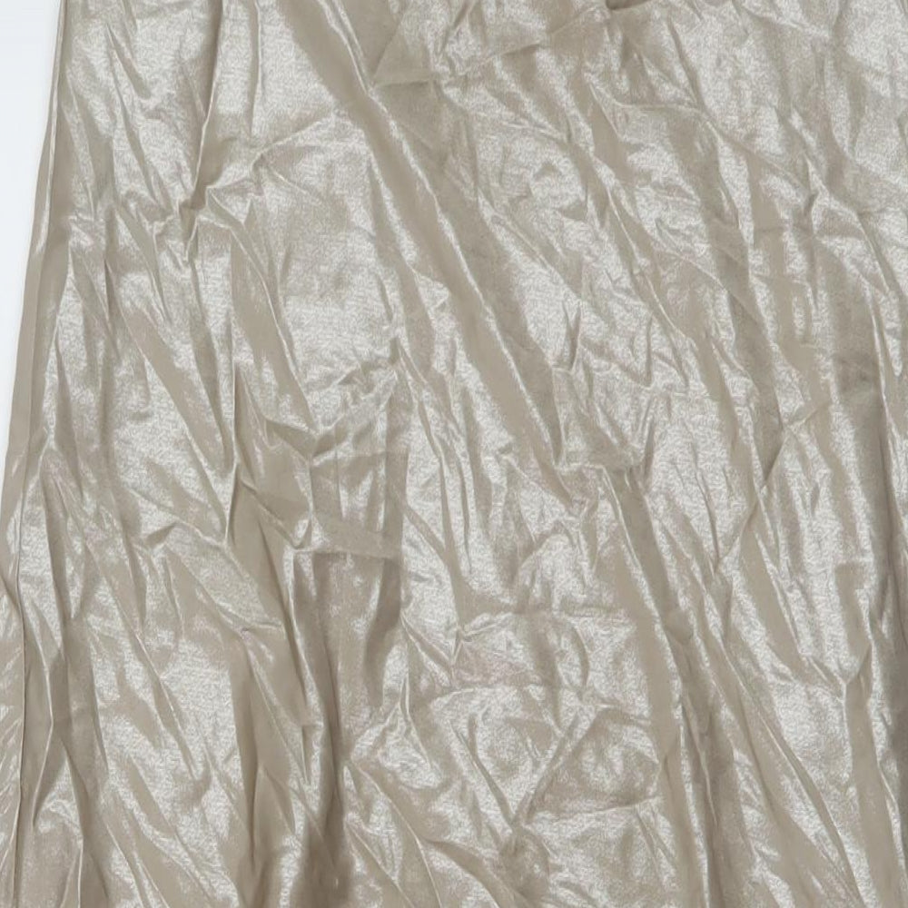 Marks and Spencer Womens Gold Polyester A-Line Skirt Size 10
