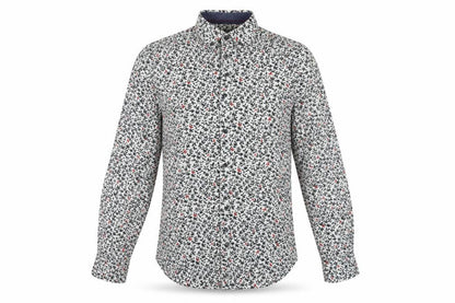 Zara Mens Multicoloured Floral Polyester Button-Up Size S Collared Button