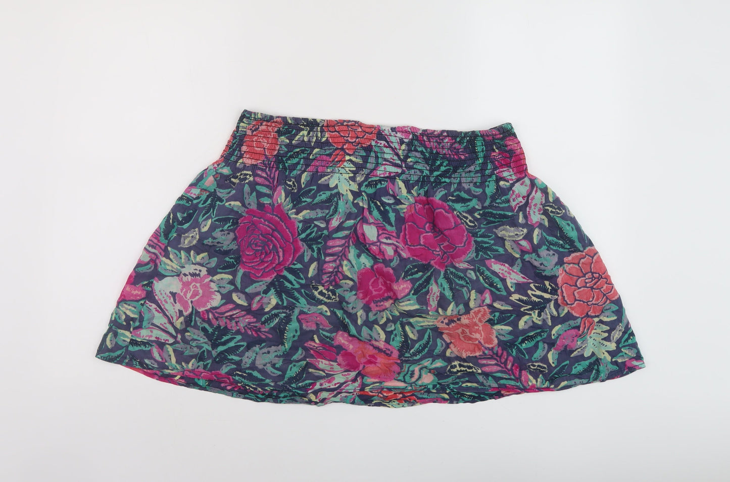 H&M Womens Multicoloured Floral Cotton Skater Skirt Size 10