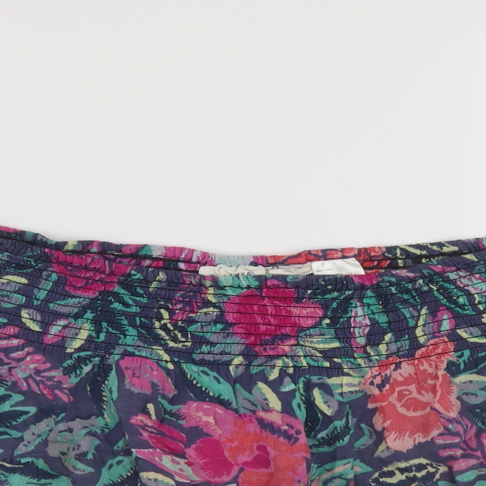H&M Womens Multicoloured Floral Cotton Skater Skirt Size 10