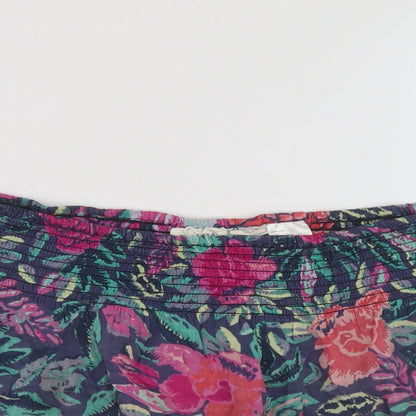 H&M Womens Multicoloured Floral Cotton Skater Skirt Size 10