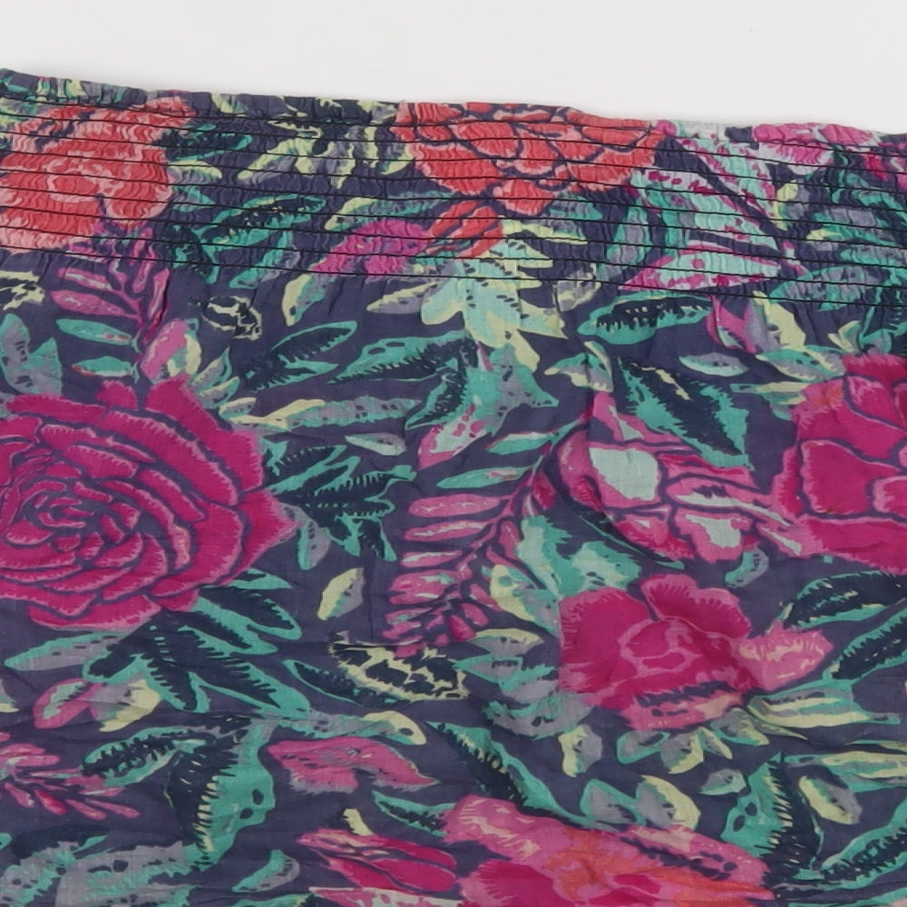 H&M Womens Multicoloured Floral Cotton Skater Skirt Size 10