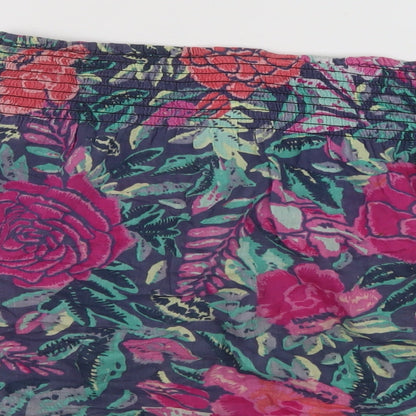 H&M Womens Multicoloured Floral Cotton Skater Skirt Size 10