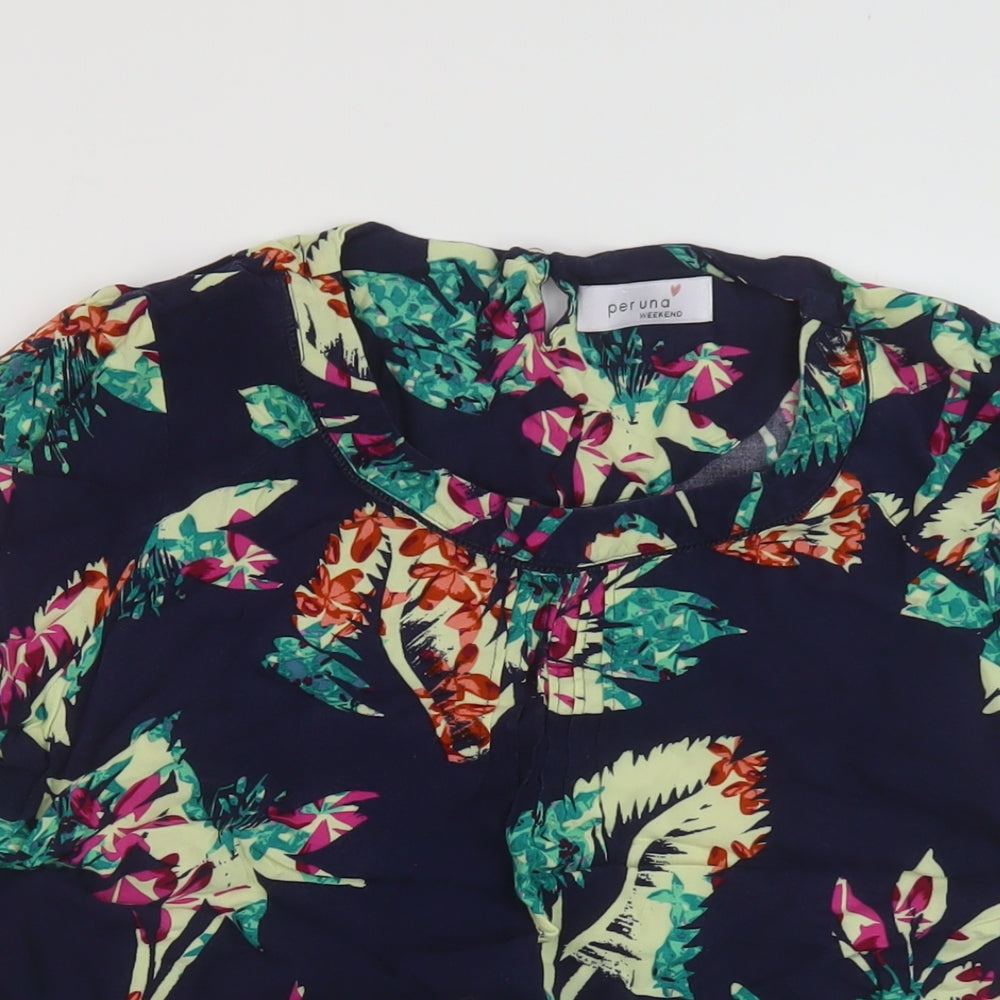 Womens UK Size 12 Per Una Blue Basic Blouse