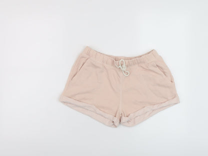 H&M Womens Pink Polyester Basic Shorts Size S L3 in Regular Drawstring