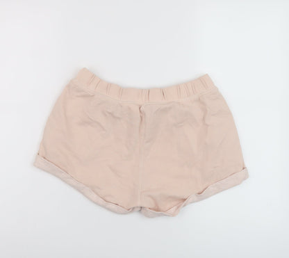 H&M Womens Pink Polyester Basic Shorts Size S L3 in Regular Drawstring
