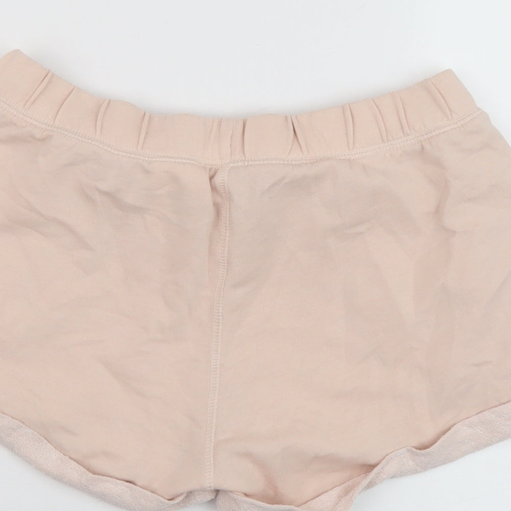 H&M Womens Pink Polyester Basic Shorts Size S L3 in Regular Drawstring