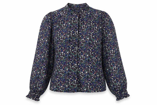 Marks and Spencer] Womens Multicoloured Floral Camel Basic Blouse Size 10 Mock Neck