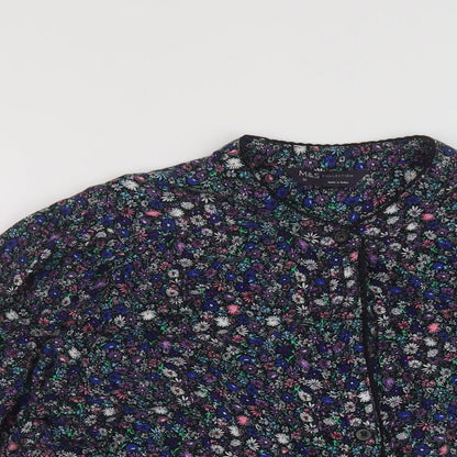 Marks and Spencer] Womens Multicoloured Floral Camel Basic Blouse Size 10 Mock Neck