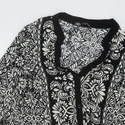 Womens UK Size M Zara Black Basic Blouse