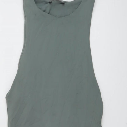 Zara Womens Green Polyester Bodysuit One-Piece Size S Snap